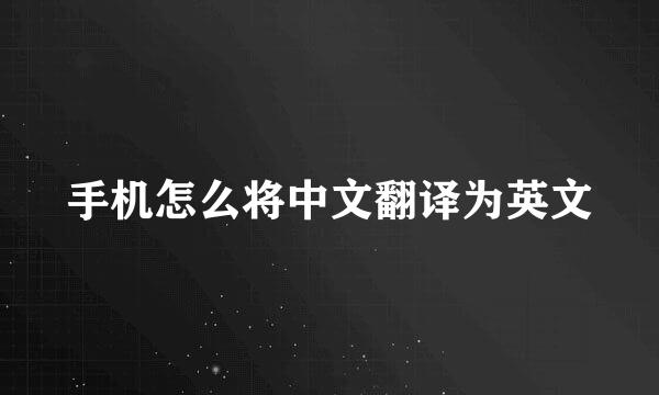 手机怎么将中文翻译为英文