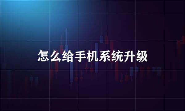 怎么给手机系统升级