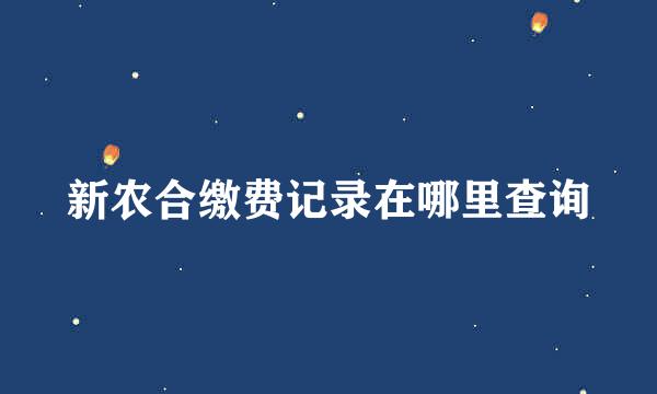 新农合缴费记录在哪里查询