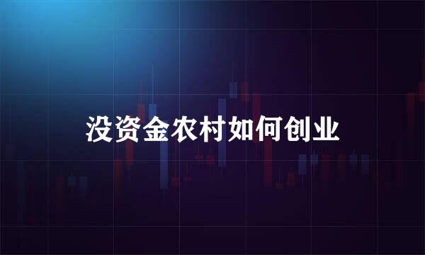 没资金农村如何创业