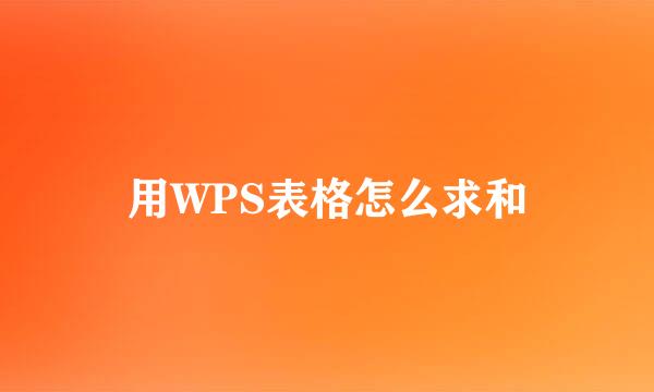 用WPS表格怎么求和