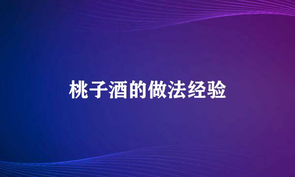 桃子酒的做法经验
