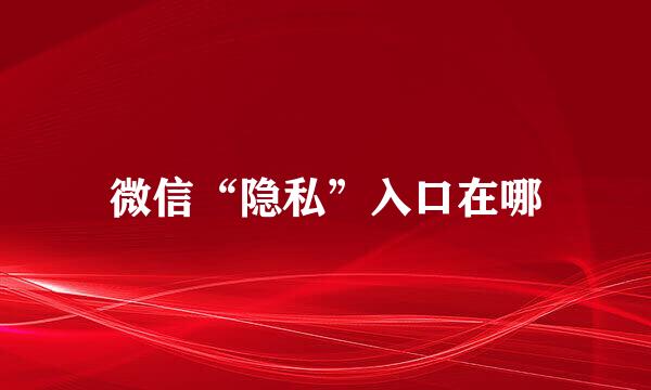 微信“隐私”入口在哪