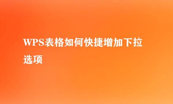 WPS表格如何快捷增加下拉选项
