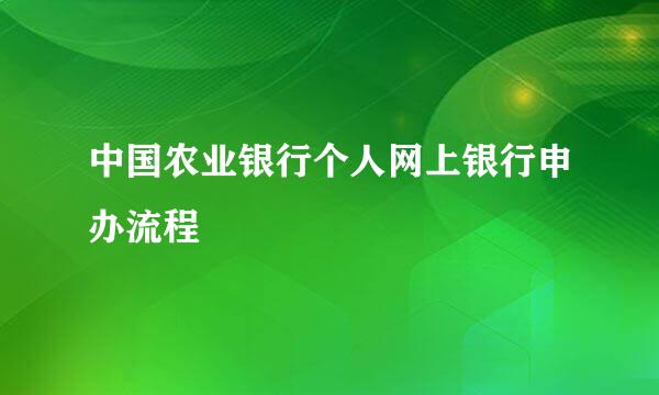 中国农业银行个人网上银行申办流程