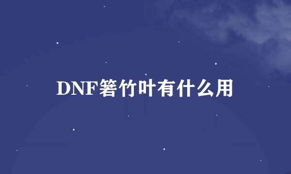 DNF箬竹叶有什么用