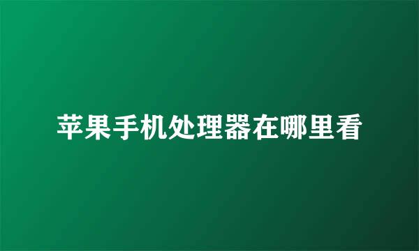 苹果手机处理器在哪里看