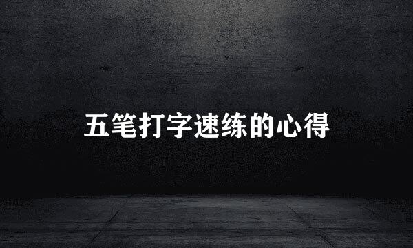 五笔打字速练的心得