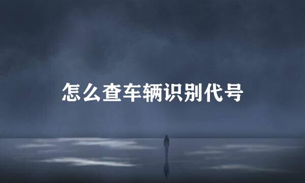 怎么查车辆识别代号