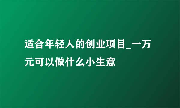 适合年轻人的创业项目_一万元可以做什么小生意