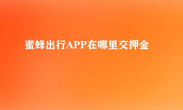 蜜蜂出行APP在哪里交押金
