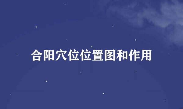 合阳穴位位置图和作用