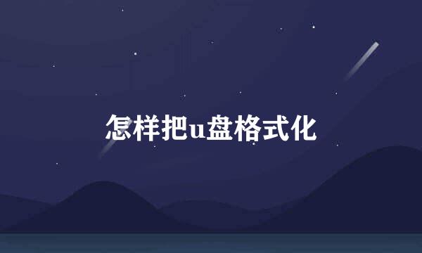 怎样把u盘格式化