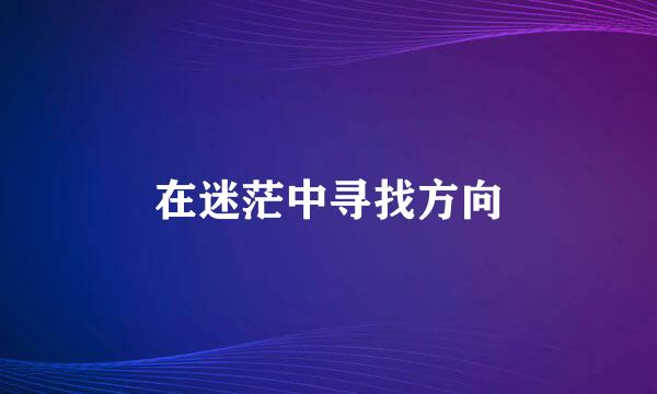 在迷茫中寻找方向