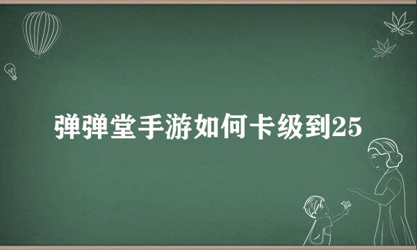 弹弹堂手游如何卡级到25