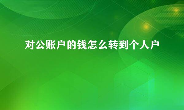 对公账户的钱怎么转到个人户