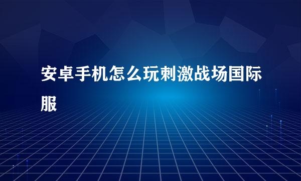 安卓手机怎么玩刺激战场国际服