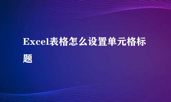 Excel表格怎么设置单元格标题