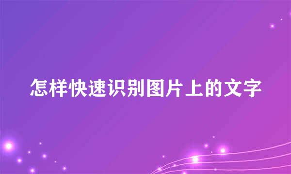 怎样快速识别图片上的文字