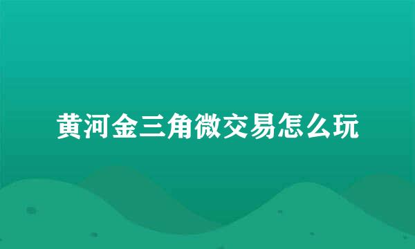 黄河金三角微交易怎么玩