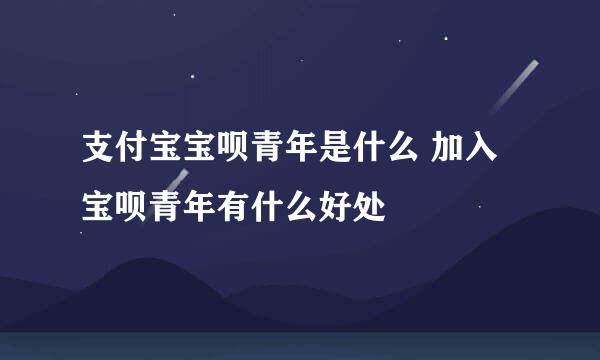 支付宝宝呗青年是什么 加入宝呗青年有什么好处