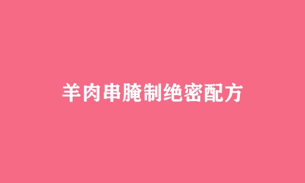 羊肉串腌制绝密配方