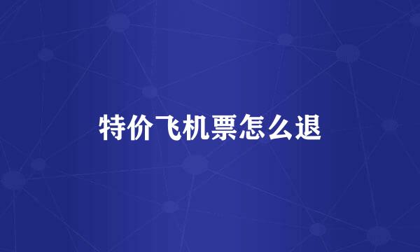 特价飞机票怎么退
