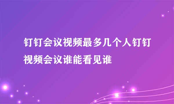 钉钉会议视频最多几个人钉钉视频会议谁能看见谁