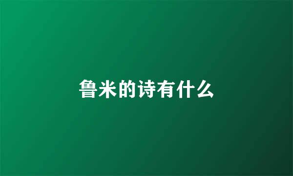 鲁米的诗有什么