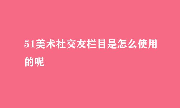 51美术社交友栏目是怎么使用的呢