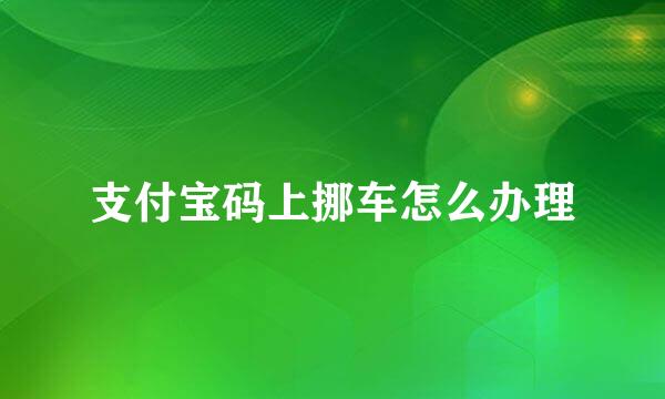 支付宝码上挪车怎么办理