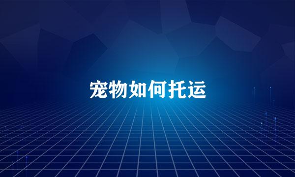 宠物如何托运