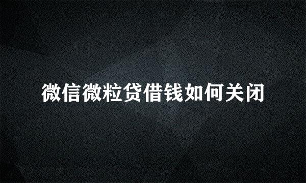 微信微粒贷借钱如何关闭