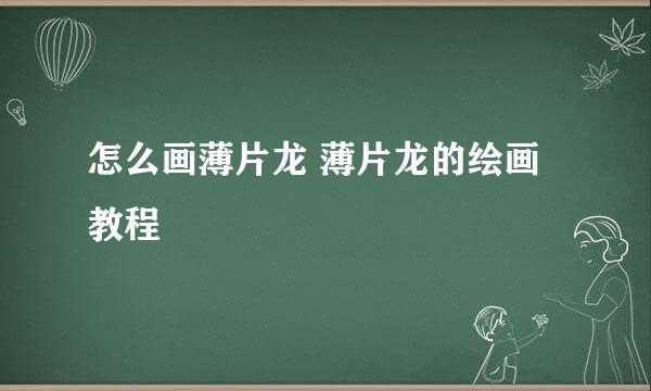 怎么画薄片龙 薄片龙的绘画教程