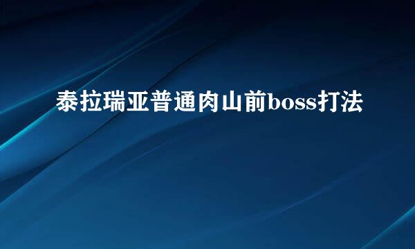 泰拉瑞亚普通肉山前boss打法