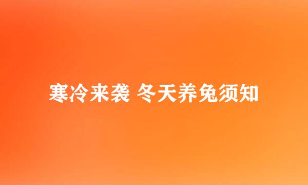 寒冷来袭 冬天养兔须知