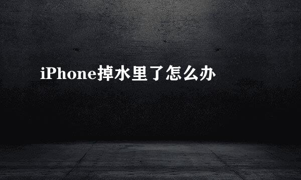 iPhone掉水里了怎么办