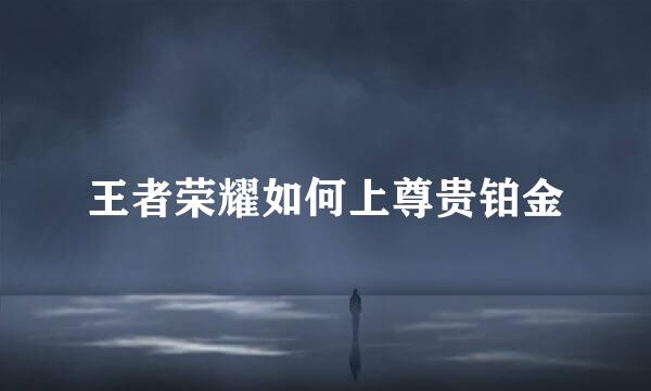 王者荣耀如何上尊贵铂金