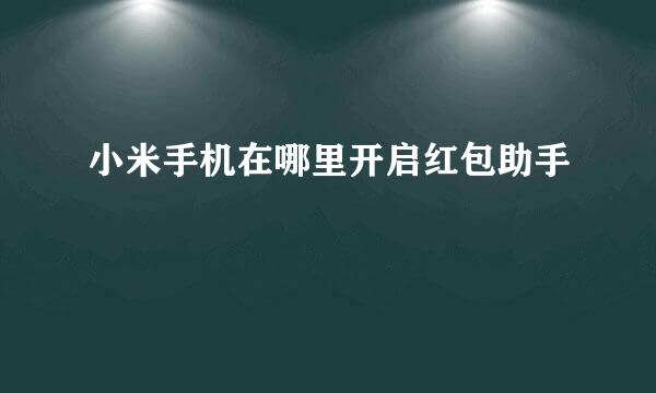 小米手机在哪里开启红包助手