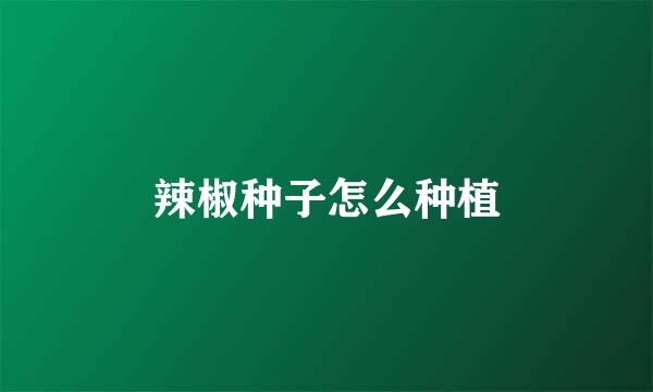 辣椒种子怎么种植