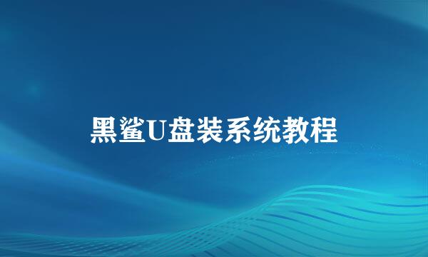 黑鲨U盘装系统教程