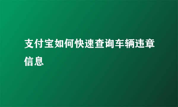 支付宝如何快速查询车辆违章信息