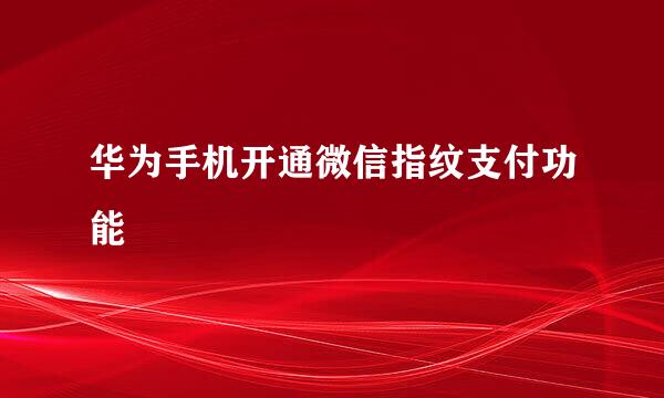 华为手机开通微信指纹支付功能