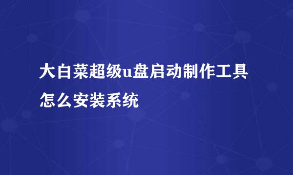 大白菜超级u盘启动制作工具怎么安装系统