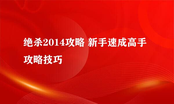 绝杀2014攻略 新手速成高手攻略技巧